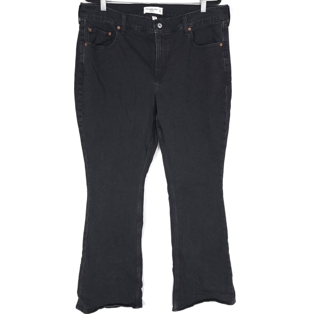 ABERCROMBIE & FITCH Women's Jeans Curve Love Bootcut Flare Mid Rise 38 Black